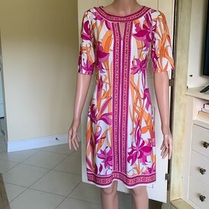 Maggie, London, size 4, pink and orange and white dress